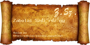 Zabolai Szörény névjegykártya